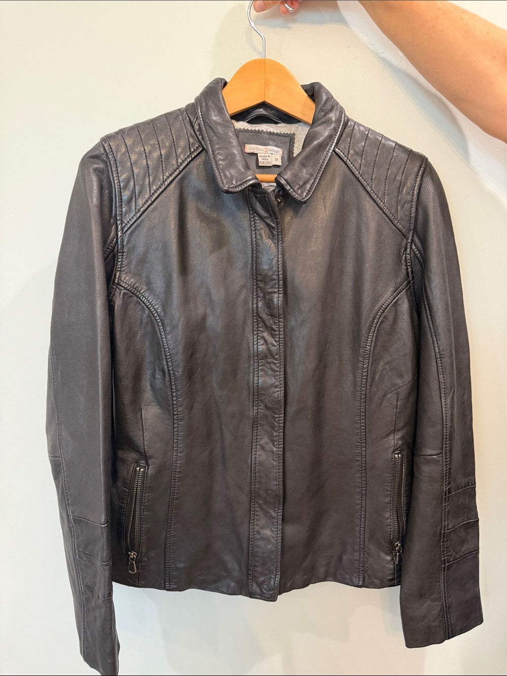 Carbon2Cobalt Woman’s Sloane Black Leather Jacket